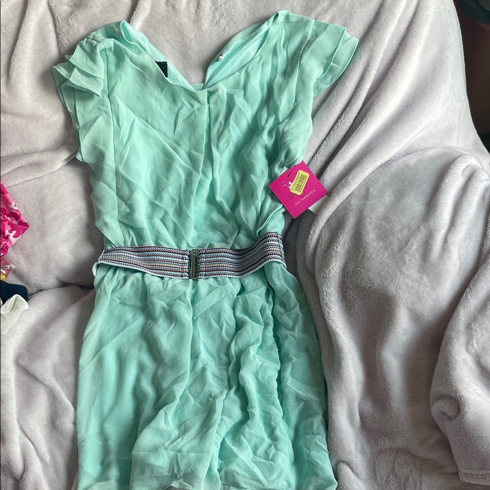 Mint Green Kids Dress with Belt
